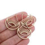 10pcs Raw Brass Teardrop Charms Eye And Moon Pendant Supplies For Jewelry Making