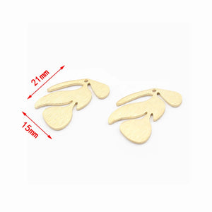 10pcs Raw Brass Textured Leaf Charms Pendant 21x15mm