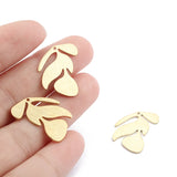 10pcs Raw Brass Textured Leaf Charms Pendant 21x15mm