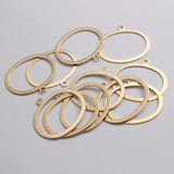 10pcs Raw Brass Textured Oval Circle Charms for DIY Earrings Necklace