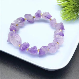 10pcs Amethyst Rough Stone Beads Strand Quartz Bracelet