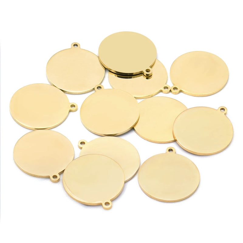 10pcs Stainless Steel Round Disc Pendant Charms for Jewelry Making
