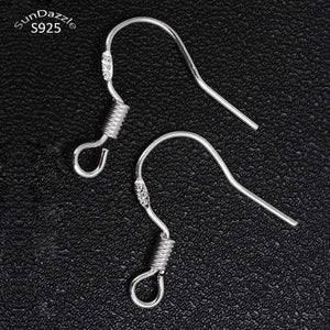 10pcs 925 Sterling Silver Ear Hooks Wire Spring Earring Clasps
