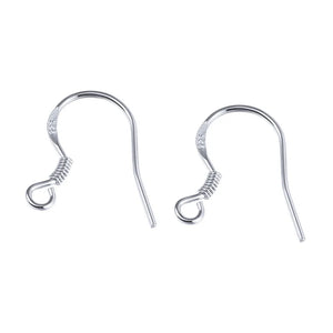 10pcs 925 Sterling Silver Ear Hooks Wire Spring Earring Clasps