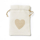 10pcs Burlap Heart Drawstring Bags for Party Wedding Birthdays