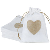 10pcs Burlap Heart Drawstring Bags for Party Wedding Birthdays