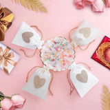 10pcs Burlap Heart Drawstring Bags for Party Wedding Birthdays