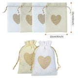 10pcs Burlap Heart Drawstring Bags for Party Wedding Birthdays