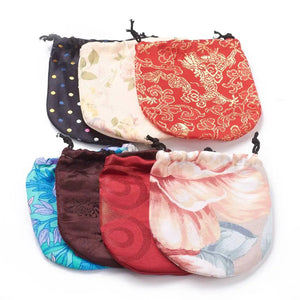 10pcs Rectangle Satin Jewelry Pouches Drawstring Bags Mixed