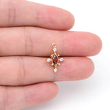 10pcs Red CZ Paved Cross Charm 17x11mm Plated Brass Pendant