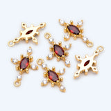 10pcs Red CZ Paved Cross Charm 17x11mm Plated Brass Pendant