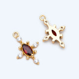 10pcs Red CZ Paved Cross Charm 17x11mm Plated Brass Pendant