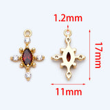 10pcs Red CZ Paved Cross Charm 17x11mm Plated Brass Pendant