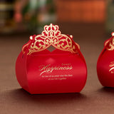 10pcs Red Crown Paper Wedding Favor Box Gift Candy Dragee Baptism
