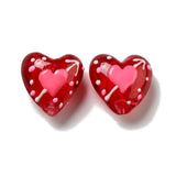 10pcs Red Heart Lampwork Beads for Jewelry Making Accessories