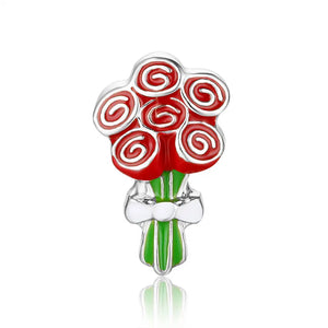 10pcs Red Love Rose Flower Charms for Glass Locket