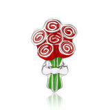10pcs Red Love Rose Flower Charms for Glass Locket