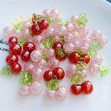 10pcs Red Pink 3D Cherry Charms Pendant DIY Jewelry Making