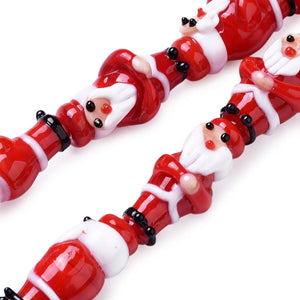 10pcs Red Snowman Lampwork Beads for Jewelry Making DIY Christmas Gift