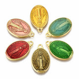 10pcs Religious Oval Saint Brass Pendants Charm Mixed Plated Necklace 19.5x1