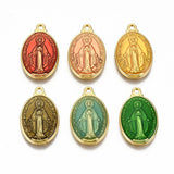 10pcs Religious Oval Saint Brass Pendants Charm Mixed Plated Necklace 19.5x1