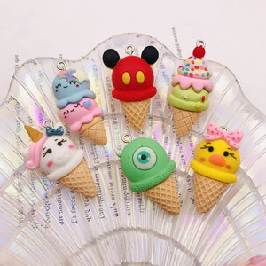 10pcs Resin Ice Cream Charm Pendant for DIY Jewelry Making