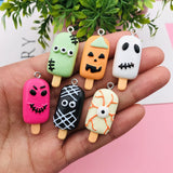10pcs Resin Halloween Ice Cream Charm Pendant for DIY Jewelry Making