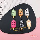 10pcs Resin Halloween Ice Cream Charm Pendant for DIY Jewelry Making