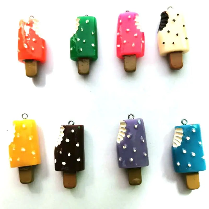 10pcs Ice Cream Popsicle Charms Food Pendant for Kids DIY Jewelry