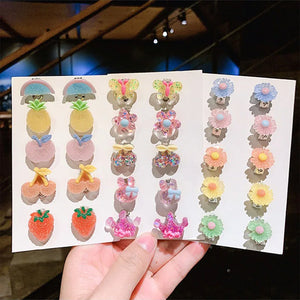 10pcs Resin Flower Animal Fruit Clip Earrings for Girls Children