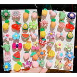 10pcs Resin Flower Animal Fruit Clip Earrings for Girls Children