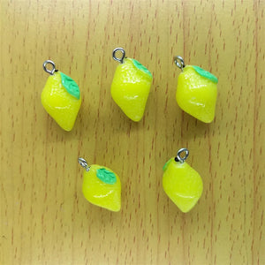 10pcs Resin Fruit Charm Lemon Pendant DIY Accessories