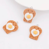 10pcs Heart Eggs Bread Toast Food Charms Pendant for Jewelry Making