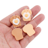 10pcs Heart Eggs Bread Toast Food Charms Pendant for Jewelry Making