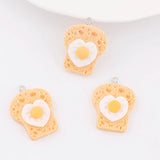 10pcs Heart Eggs Bread Toast Food Charms Pendant for Jewelry Making