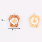 10pcs Heart Eggs Bread Toast Food Charms Pendant for Jewelry Making