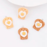 10pcs Heart Eggs Bread Toast Food Charms Pendant for Jewelry Making