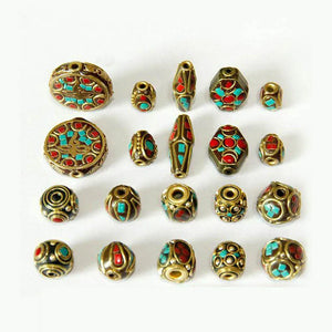 10pcs Retro Prayer Buddha Beads Nepal Beads Stone Tibetan Charms