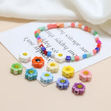 10pcs Retro Smiley Flower Ceramic Beads Chain