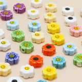 10pcs Retro Smiley Flower Ceramic Beads Chain