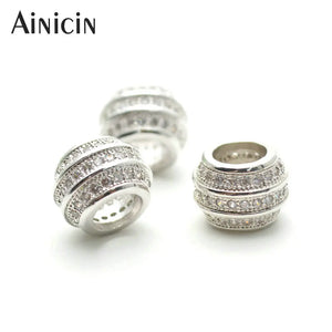 10pcs 3 Rows 10mm Round Rhinestone Crystal Setting Beads with 5mm Big Hole