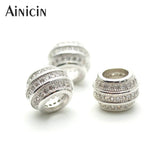 10pcs 3 Rows 10mm Round Rhinestone Crystal Setting Beads with 5mm Big Hole