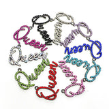 10pcs Rhinestone Letter Charms Queen LTC0046-LTC0050 Necklace Bracelet Keychain