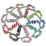 10pcs Rhinestone Letter Charms Queen LTC0046-LTC0050 Necklace Bracelet Keychain
