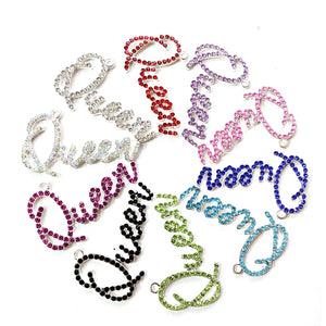 10pcs Rhinestone Letter Charms Queen LTC0046-LTC0050 Necklace Bracelet Keychain