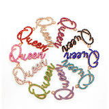 10pcs Rhinestone Letter Charms Queen LTC0046-LTC0050 Necklace Bracelet Keychain