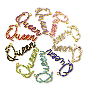 10pcs Rhinestone Letter Charms Queen LTC0046-LTC0050 Necklace Bracelet Keychain