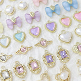 10pcs Rhinestone Heart Pendant Charms for DIY Jewelry Making