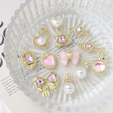 10pcs Rhinestone Heart Pendant Charms for DIY Jewelry Making