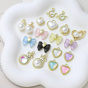 10pcs Rhinestone Heart Pendant Charms for DIY Jewelry Making